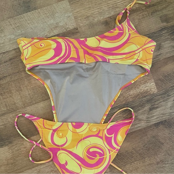 Sexy Forplay Swimsuit Abstract 60’s 70’s Pop Psychedelic Bright Print - Picture 3 of 11
